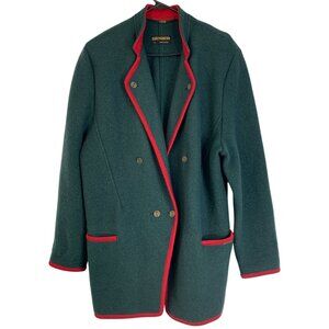 Vintage 80s Geiger Womens Austrian Green Boiled Wool Blazer Size L RGG10654